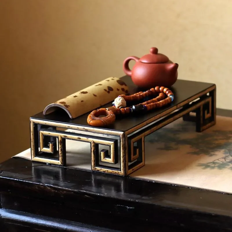 for Bamboo Tea Table Red Rosewood Tatami Coffee Table Chinese Retro Small Table Bamboo Tea Set Handicraft Display Base
