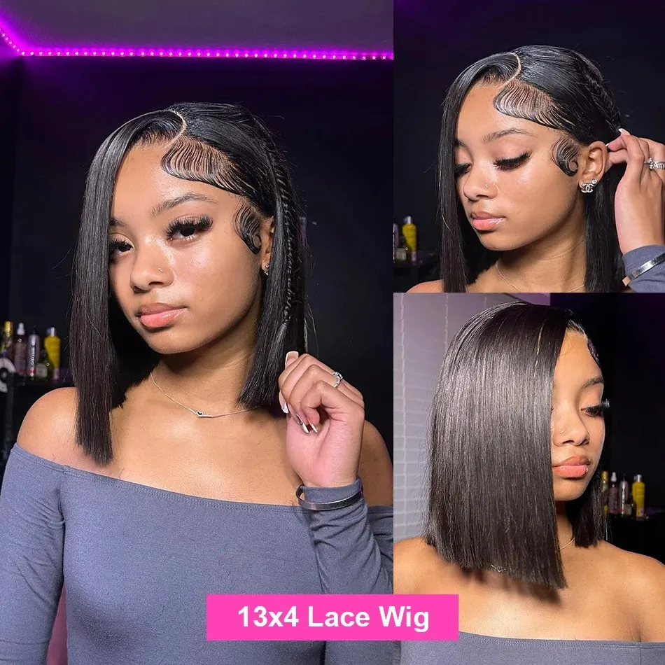 

Straight Short Bob Wig Human Hair Wigs 13x4 Lace Frontal Wigs Pre Plucked Hairline Lace Frontal Human Hair Wigs For Women