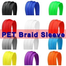 UV Green Yellow Blue Pink Fluorescent PET Braided Wire Cable Sleeve 3 4 6 8 10 12 14mm Tight High Density Expandable