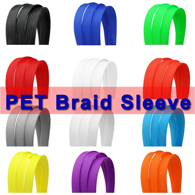 UV Green Yellow Blue Pink Fluorescent PET Braided Wire Cable Sleeve 3 4 6 8 10 12 14mm Tight High Density Expandable