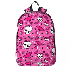 Monster High Pretty Pink Pattern Backpack Boys Girls Bookbag Students School Bags Travel Rucksack Shoulder Bag Large Capacity