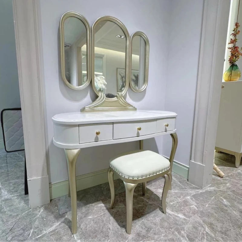 

American light luxury solid wood dresser white French cabinet dresser wardrobe whole house dresser