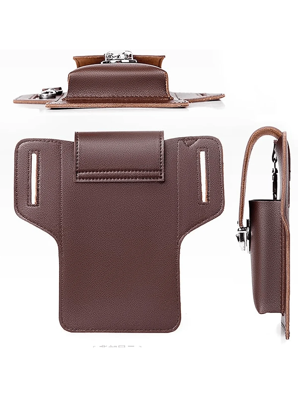 Leather Belt Bag With Belt Loop, Cell Phone Holster And Cell Phone Pouch Wallet, Suitable For Most Mobile Phones