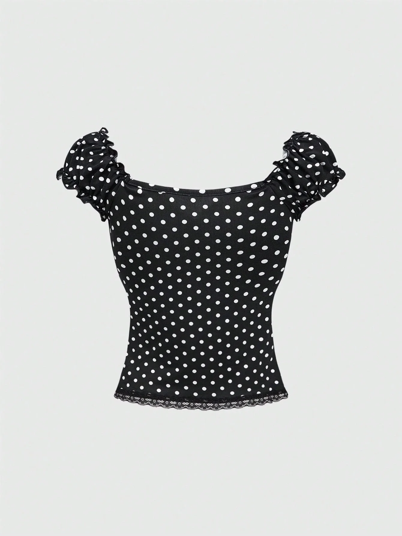 

Комплект из двух предметов: топ без рукавов с рюшами в горошек и расклешенная юбка для женщин