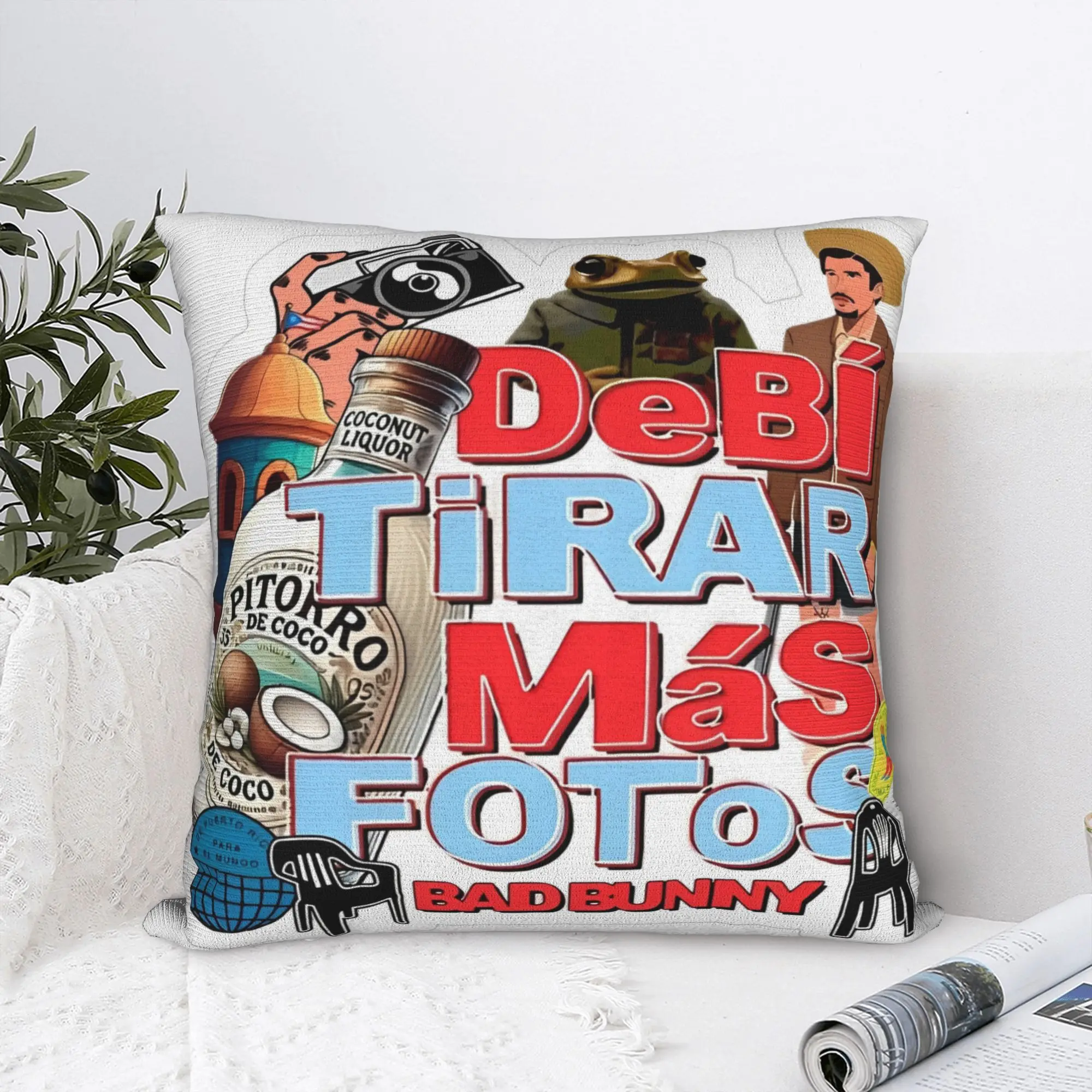Bad Bunny DTMF Music Square Pillowcases Polyester Room  Cushion Case Creative Decor Throw Pillow Case 45*45