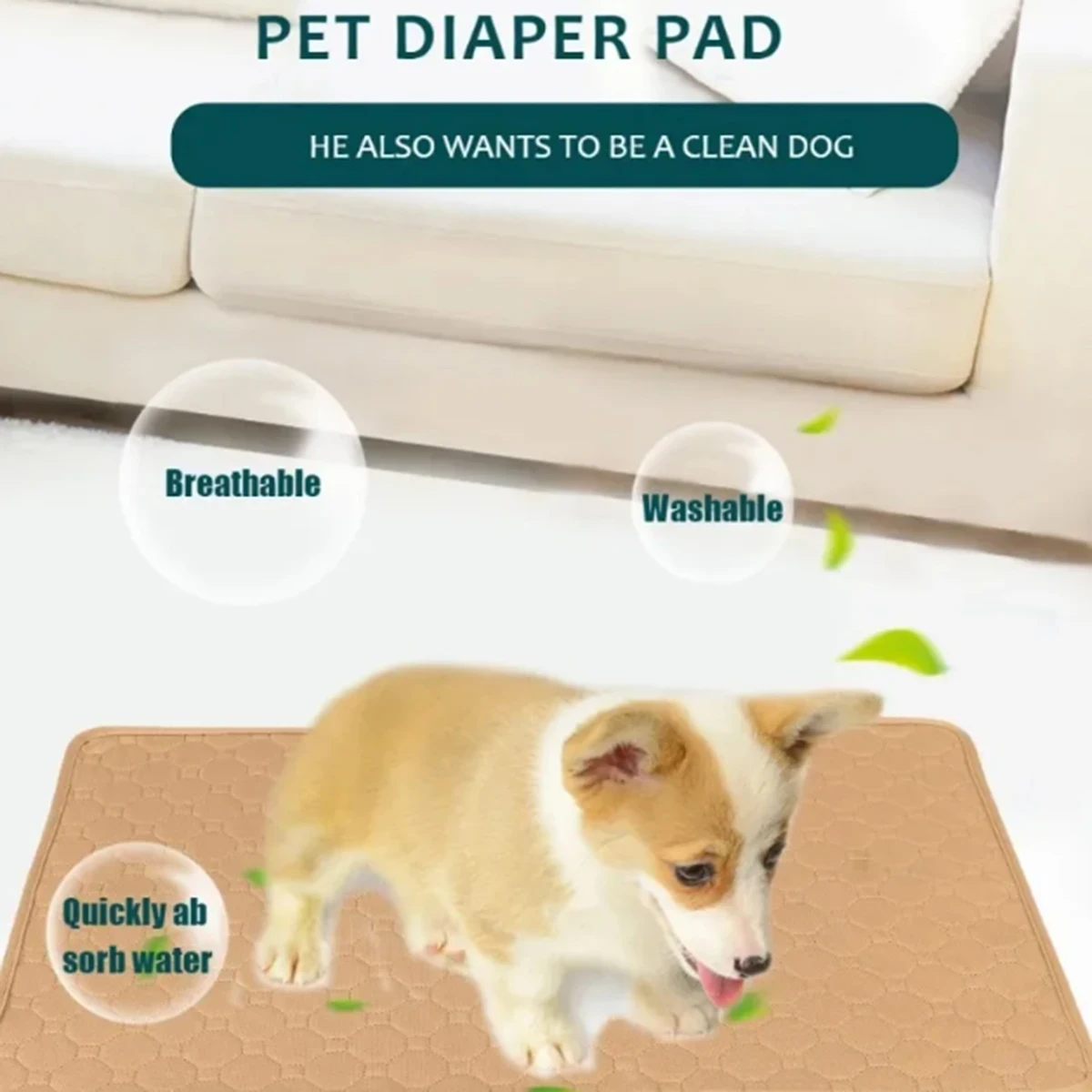 Dog Pee Pad Reusable Washable Dog Urine Mat Car Seat Floor Sofa Waterproof Absorbent Puppy Cat Training Diaper Mat Pet Supplies view 2