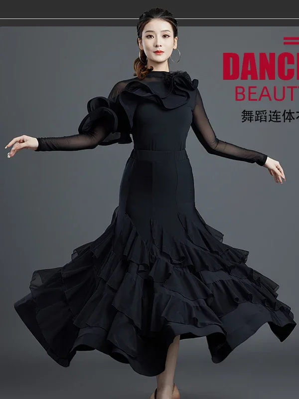 

Modern Dance Top Women's New Ballroom Dance Waltz Latin Square Dance Jumpsuit Practice Outfit
