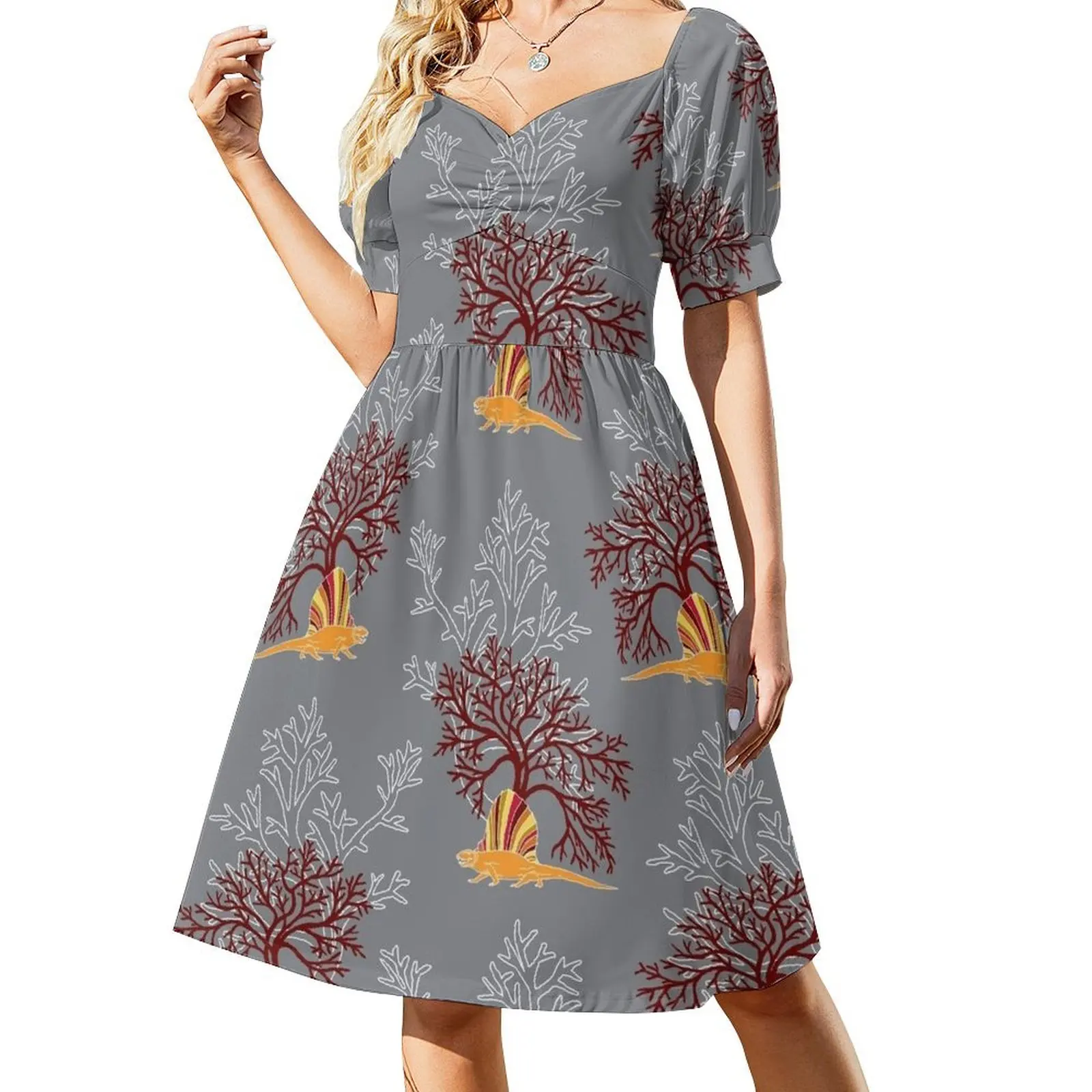 

Dimetro Dell Natural History Art Short Sleeved Dress elegant women's dresses sale Dress