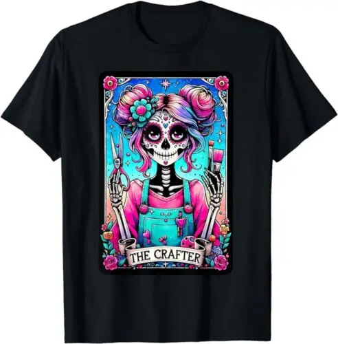 T-shirt de cartes de tarot Crafty The Crafter, tête de mort drôle