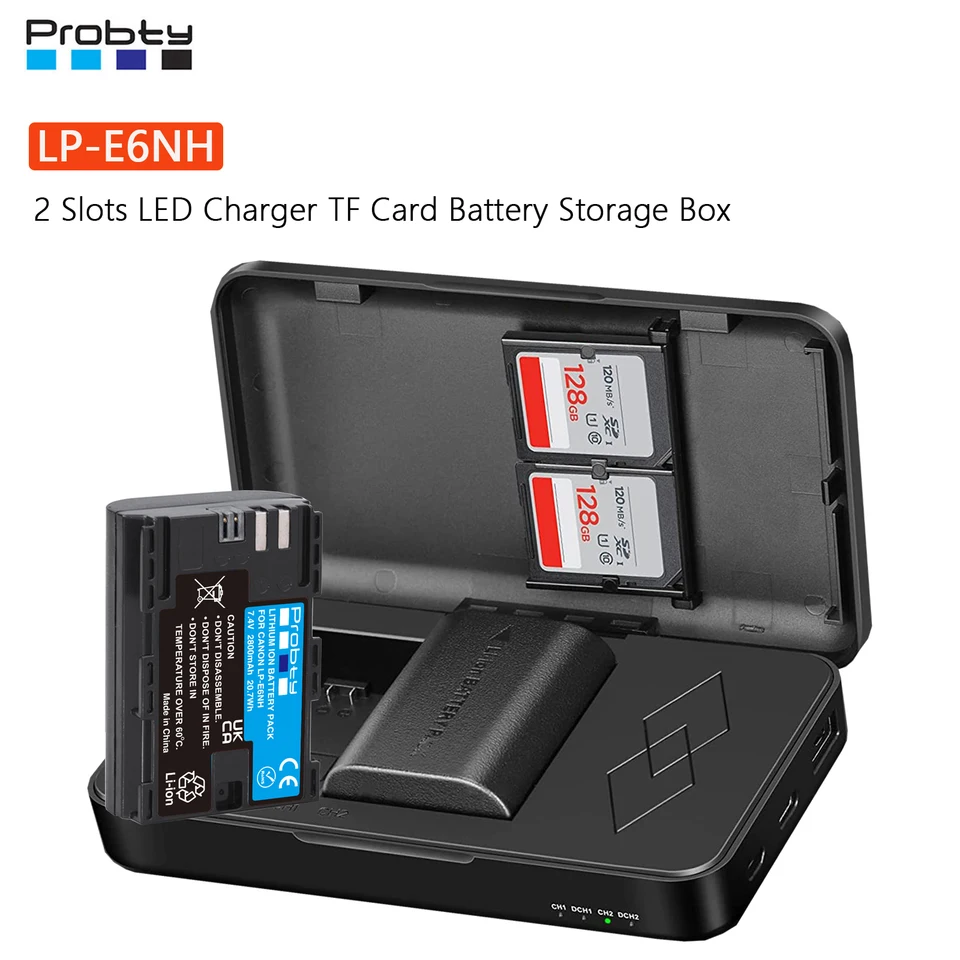 LP-E6NH LP-E6N LP-E6 バッテリーと充電器ケースキヤノン EOS R5 R6
