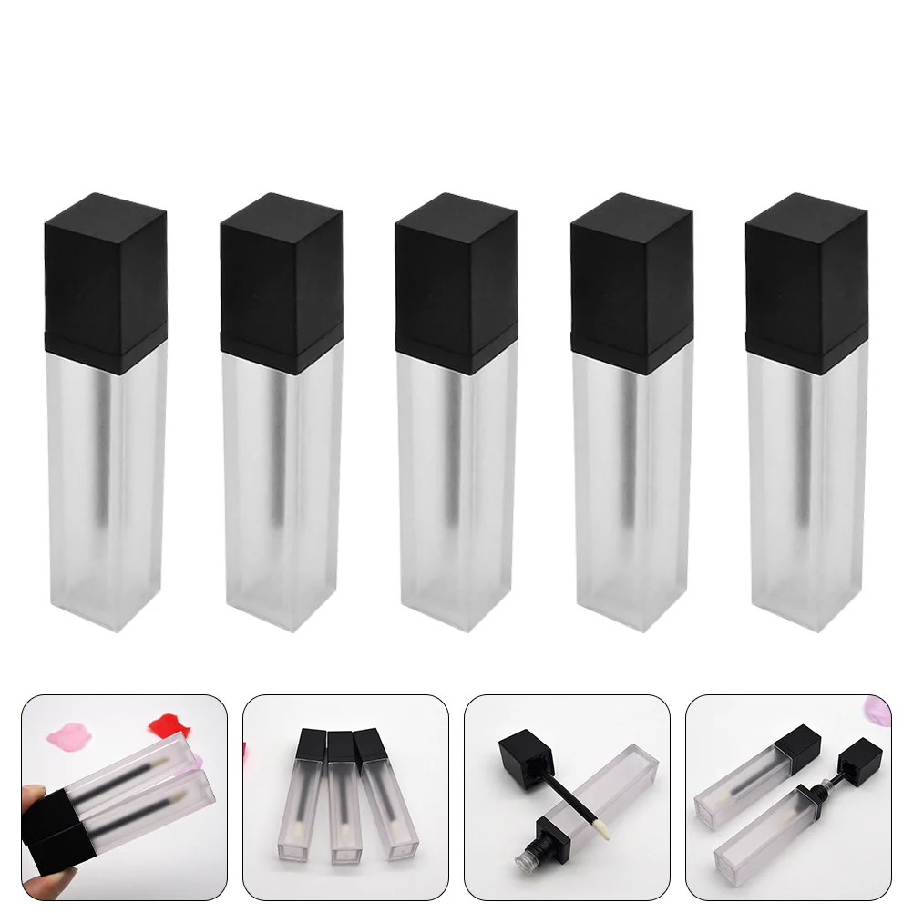 5 Pcs Lip Gloss Empty Tube Bottles Refillable Lipstick Color Containers Tubes Plastic Abs Glazes Small