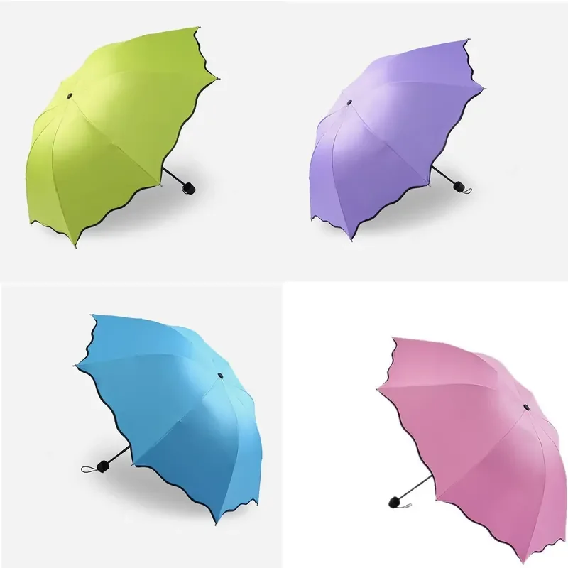 for Splash Bloom Manual Tri-fold Black Coating UV Protection Rain and Shine Umbrella Business Gifts Wholesale in Batches