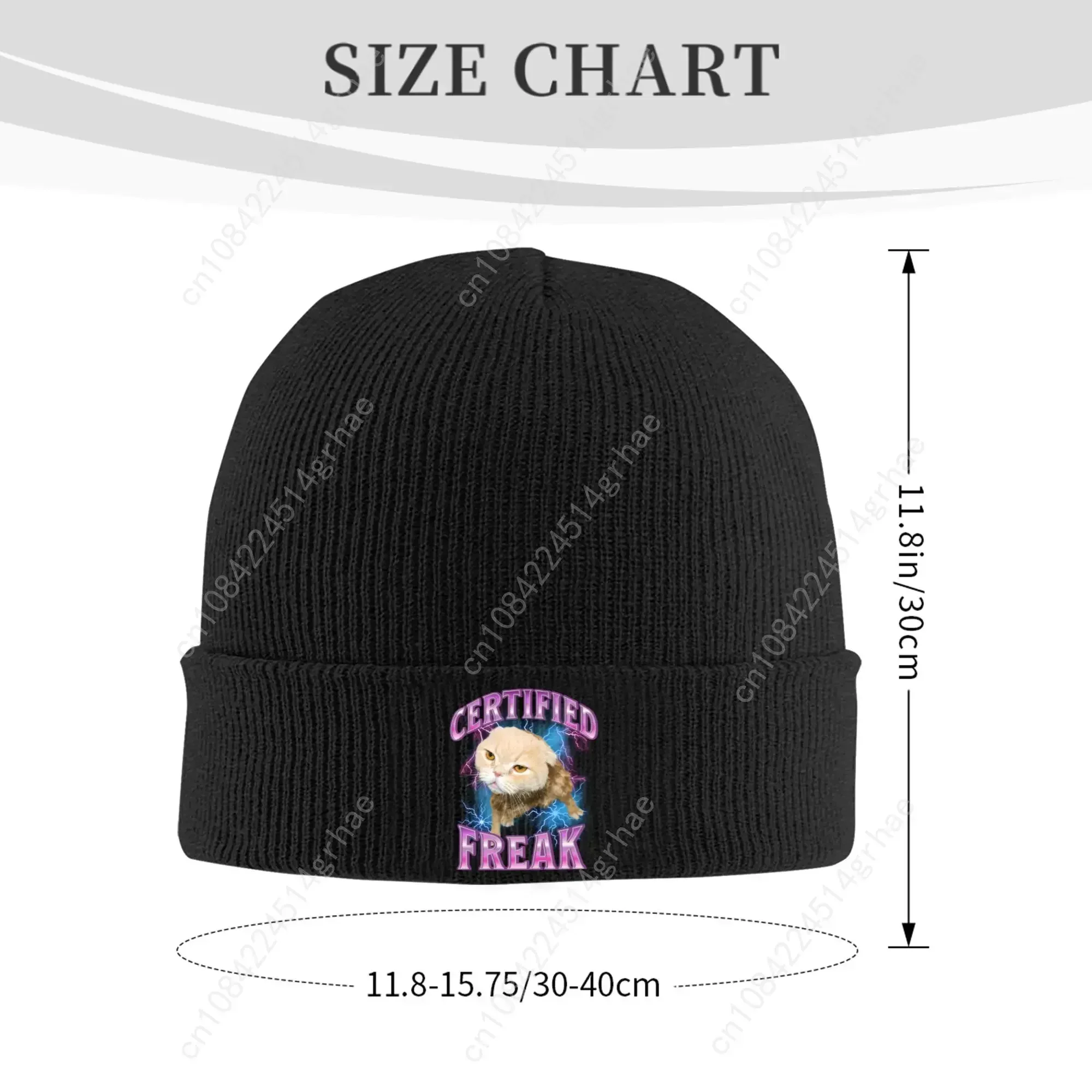 Funny Cat Meme Certified Freak Eat Cement Bonnet Hats  Cool Knitted Hat For Men Women Winter Warm  Skullies Beanies Caps