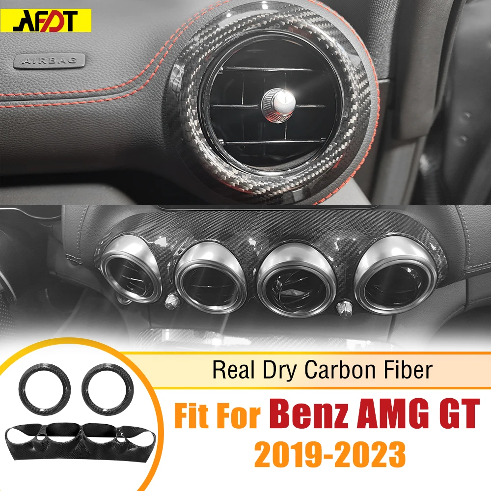 AFDT For Benz AMG GT Interior Carbon Fiber Dashboard Air Vent Outlet Covers GTR GTS C190 R190 2019-2023 Car Accessories