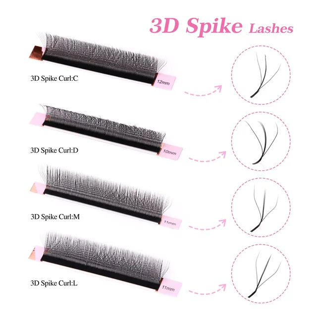 AGUUD L M C D 3D Fairy Lashes Brown W Shaped 2D 3D 4D 5D Clover Lashes Premade Bloom Fans 3D Spike Hand Woven Eyelash Extension 2