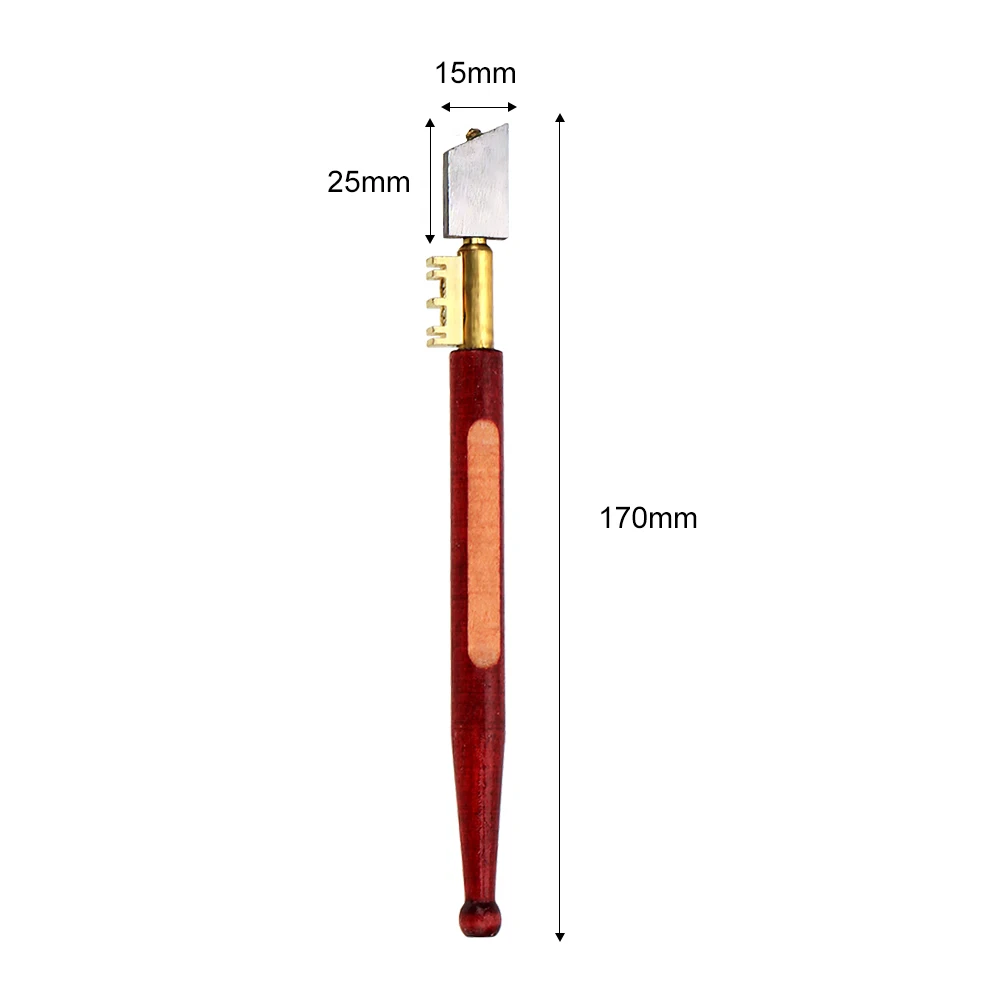 170mm Professional Glass Cutter Antislip Wood Handle Diamond Glass Cutter Portable Sharp Glass Knife Blade Cutting Tools 2-12mm