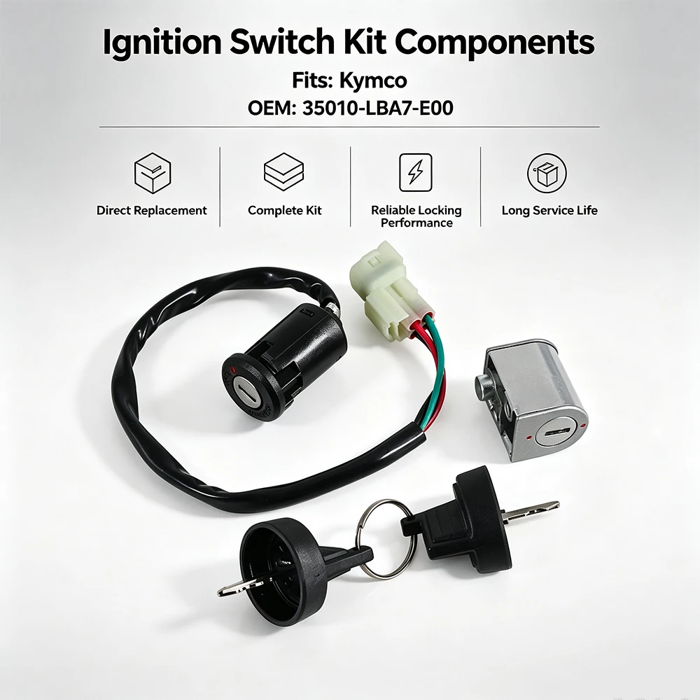 Ignition Switch Kit Components For Kymco ATV KXR250 KXR50 KXR90 Euro 2 Maxxer 250 Maxxer 90 90S OEM:35010-LBA7-E00