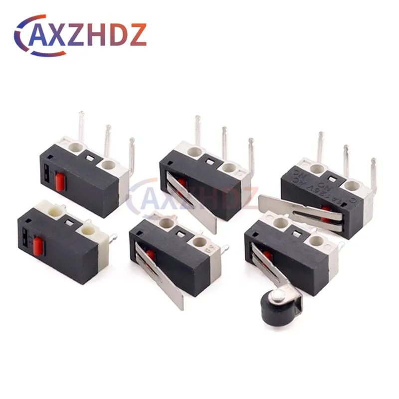 5Pcs Micro Limit Switch Momentary Push Button Switch 1A 125V AC Mouse Switch 3Pins Long Handle Roller Lever Arm SPDT 12*6*6mm