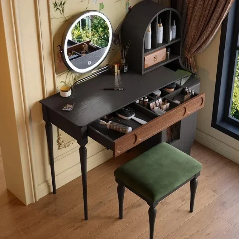 

//+Organizer Black Vanity Table Drawer Stool Large Beauty Full Set Makeup Cabinet Luxury Modern Modern Vestidores Trendy Furnitu