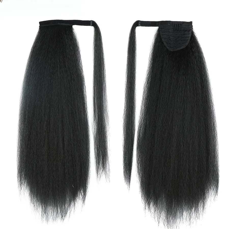 Synthetic Wrap Around Long Ponytail Extension Natural Black Yaki Ponytail Extension for Women Pony Tails Hair Extensions