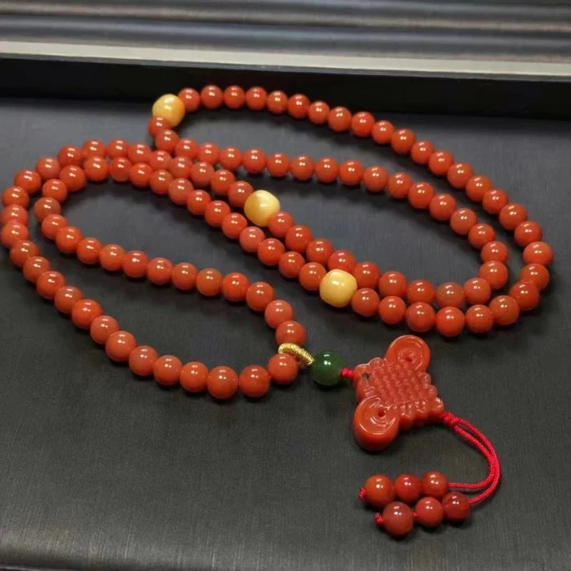 

Factory Natural South Red Liangshan Sichuan Material round Beads Multi-Circle Bracelet Meat Full Rosy Design Niche Acc