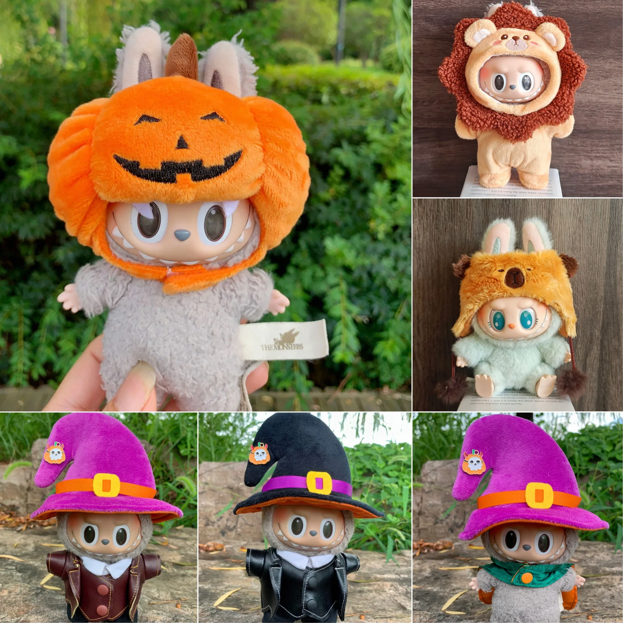 

17cm Labubu 1-3 Gen Doll Outfits | Halloween Magic Witch Doll Clothes & Pumpkin Hat | Clothes for Labubu Accessories