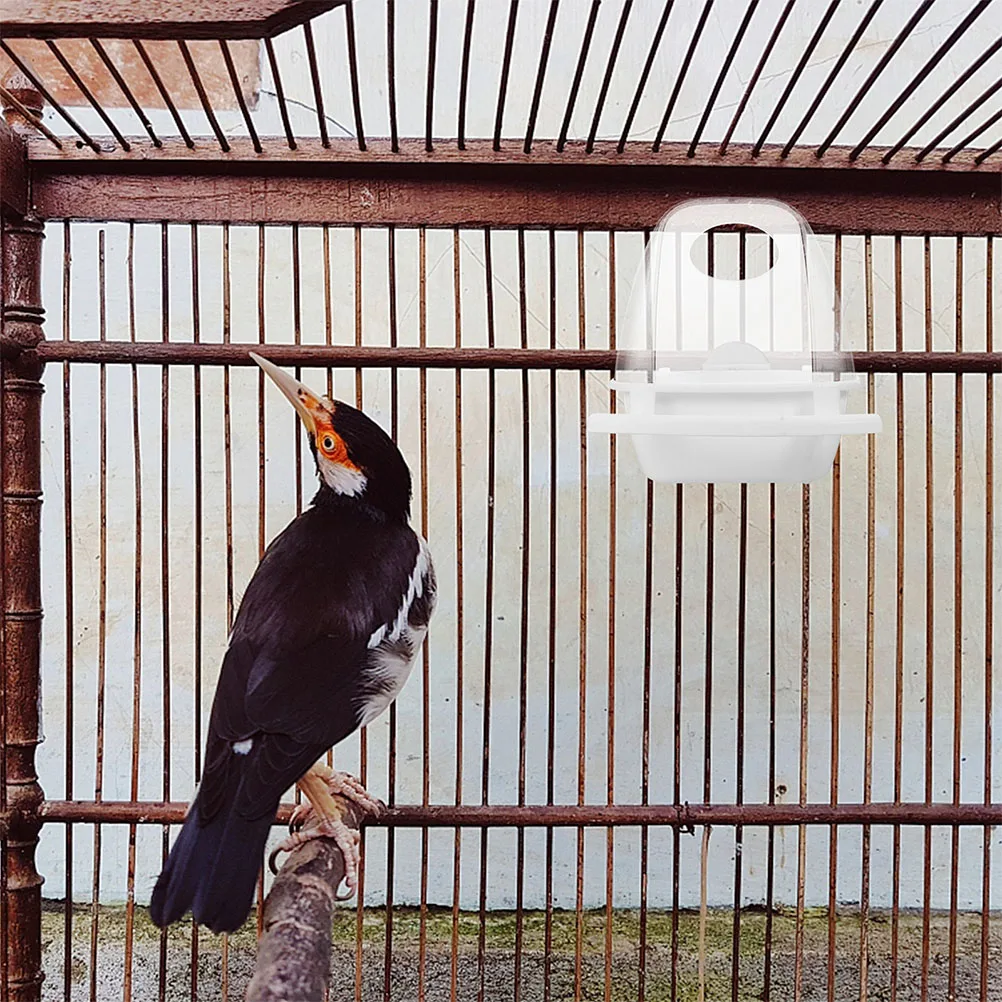 

2 Pcs Splash-proof Bird Food Box Outdoor Mess Transparent Feeder Parrot Container