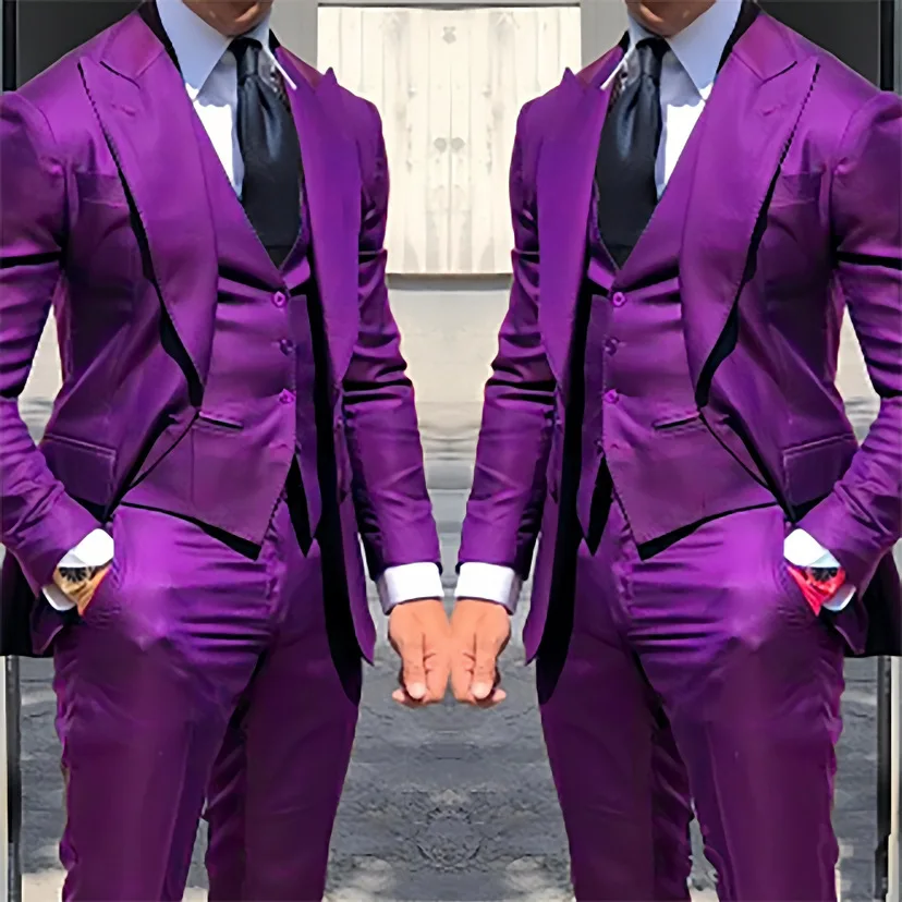

Classy Wedding Tuxedos Suits Slim Fit Bridegroom For Men 2 Pieces Groomsmen Suit Male Cheap Formal Business (Jacket+Pants）
