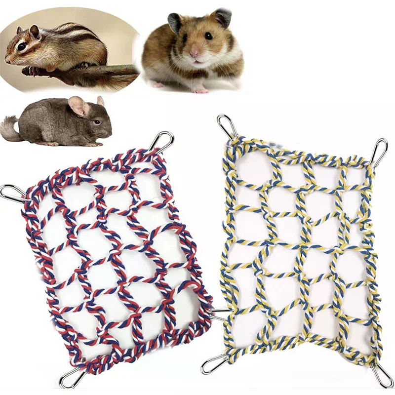 1Pcs Fun Hanging Play Sleep Gear Trending Pet Hammock Net Sturdy Braided Bed For Small Pets Parrots Guinea Pigs