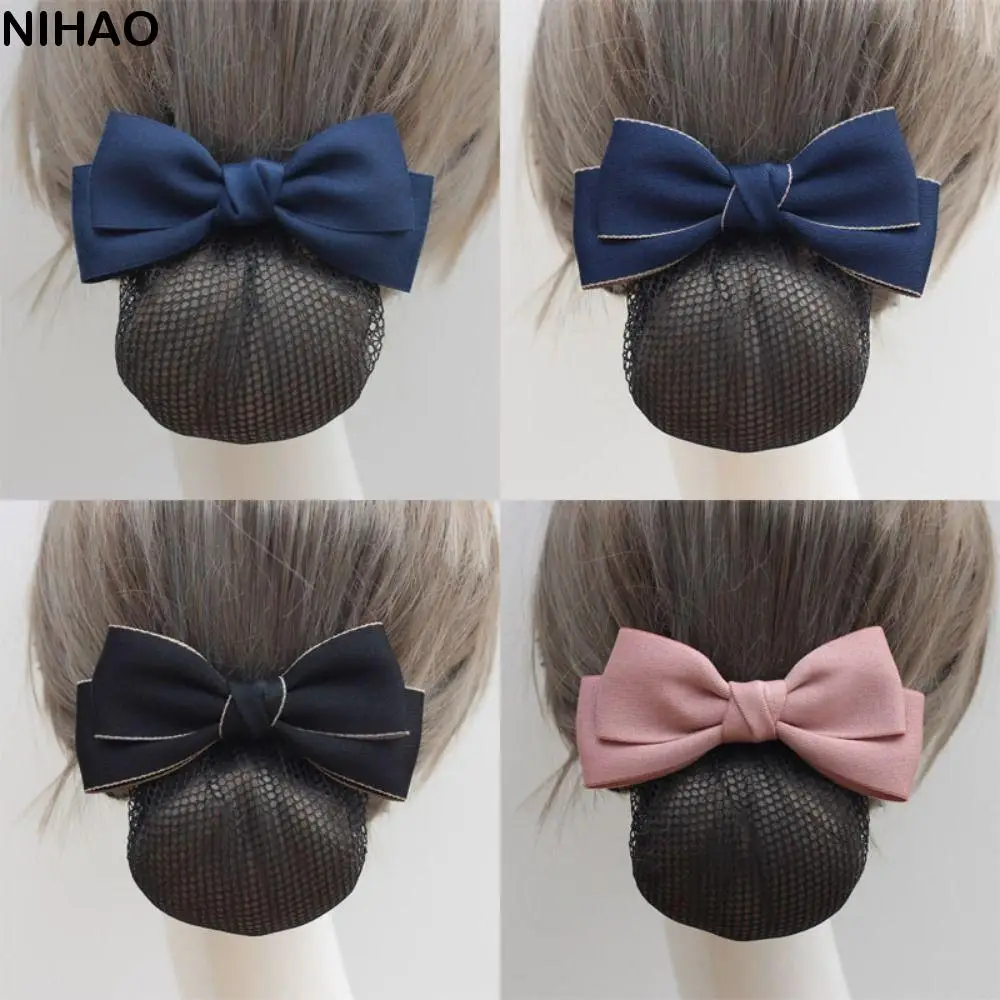 Fashion Ribbon Bowknot Spring Clip Korean Style Headwear Hair Net Cover Hair Accessories Hairpin Nurse Hair Clip Waiter