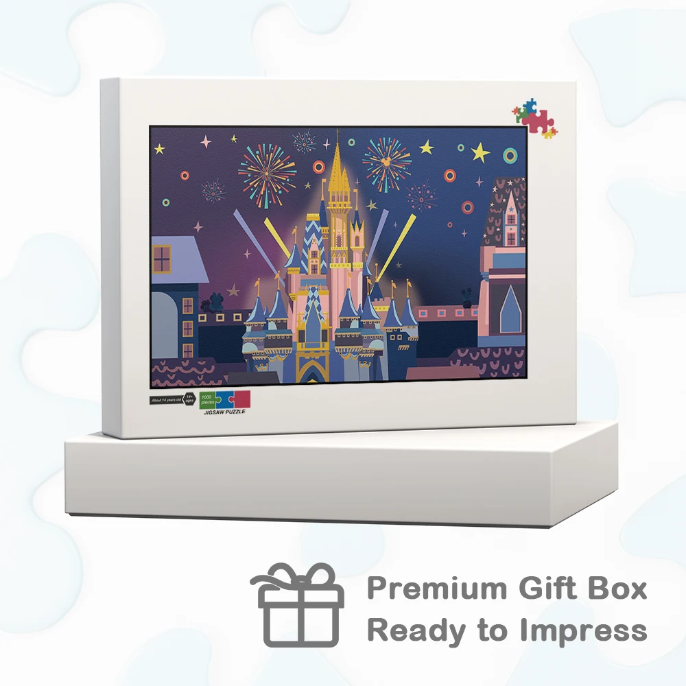 Duży puzzle dla dorosłych Disney Castle and Fireworks Disney Style Animation Games and Puzzles Cartoon Castle Night Scene Jigsaw Puzzle