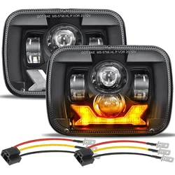 5x7 7x6 LED Headlights 9600LM 180W DOT H6054 w/ DRL Turn Signal Hi/Low Sealed Beam For Jeep Wrangler YJ Cherokee XJ GMC Comanche