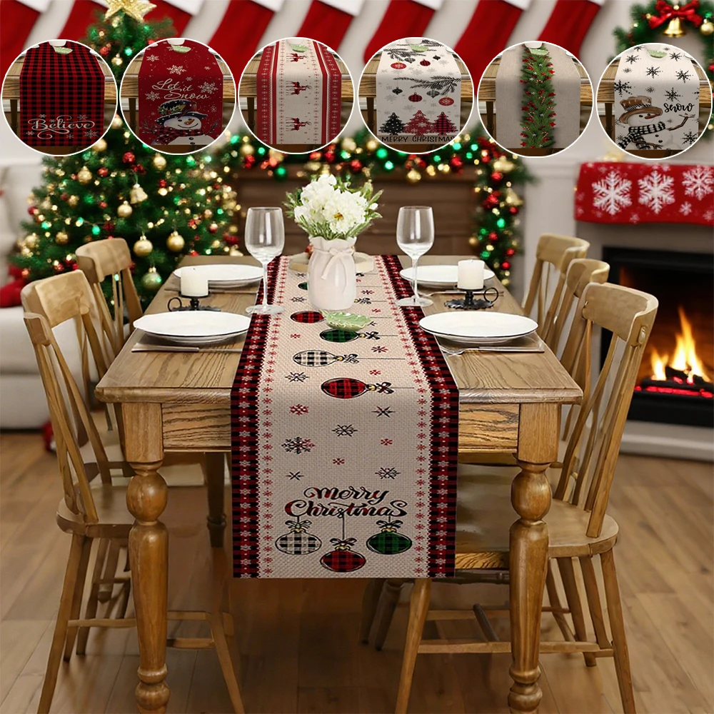 

New Christmas Table Runner Merry Christmas Table Decor for Home Tablecloth Xmas Ornament Navidad Decoración Hogar Декор На Стол