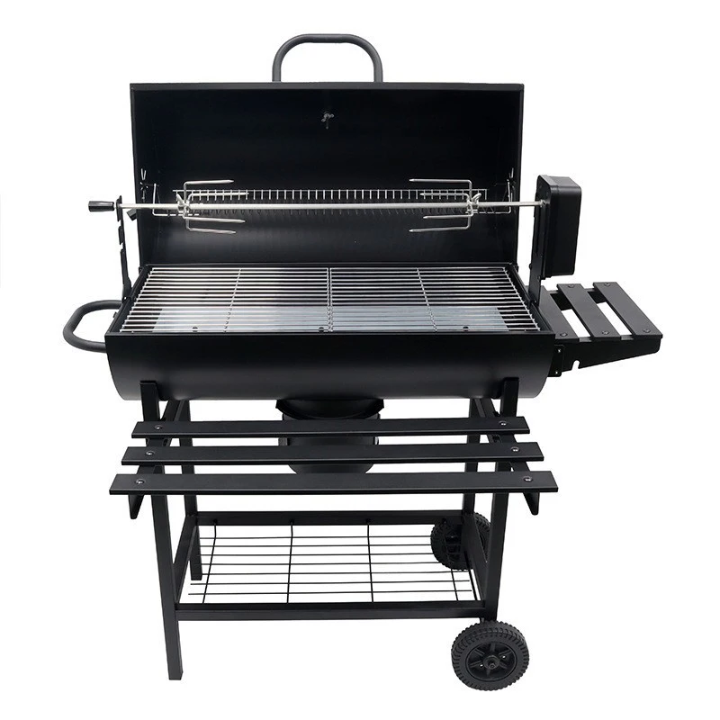 Modern Outdoor Party Electric Roaster & Spit Rotisserie Kit Charcoal Barbecues Steel Barrel BBQ Grill with Chicken Rotating