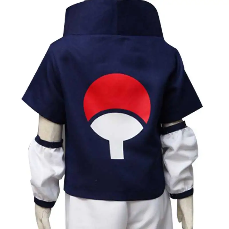 Kids Adult Uchiha Cosplay Sasuke Costume Outfit Children Summer School Uniform Suit Anime Halloween Costume