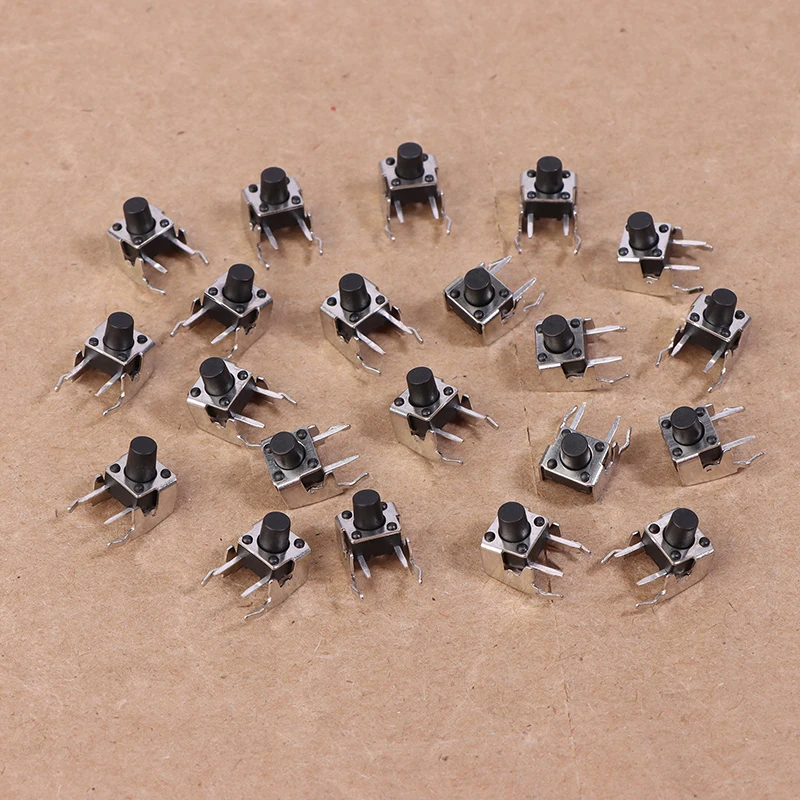 20Pcs 6x6MM PCB Panel Momentary Tactile Tact Mini Push Button Switch Micro Switch Right Angle With Stent 6x6x4.5/5/6/7/8/9/10MM