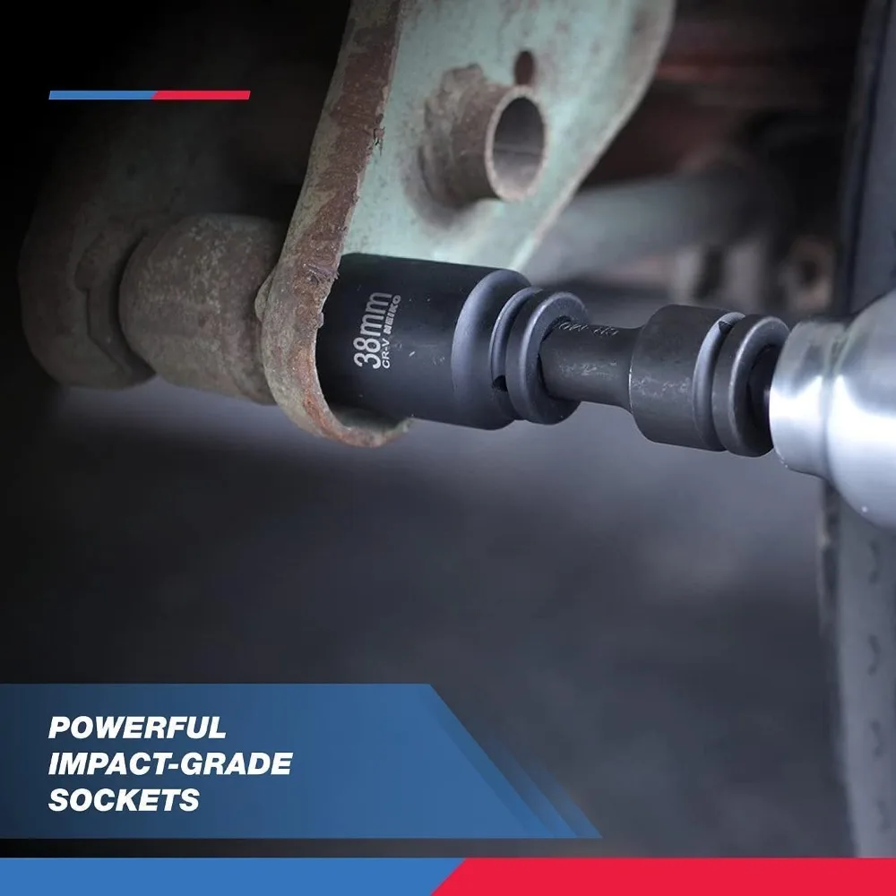 3/4 Inch Drive Impact Socket Set SAE 1 Inch to 1-1/2 Inch 8PC Deep Jumbo Sockets Chrome Vanadium