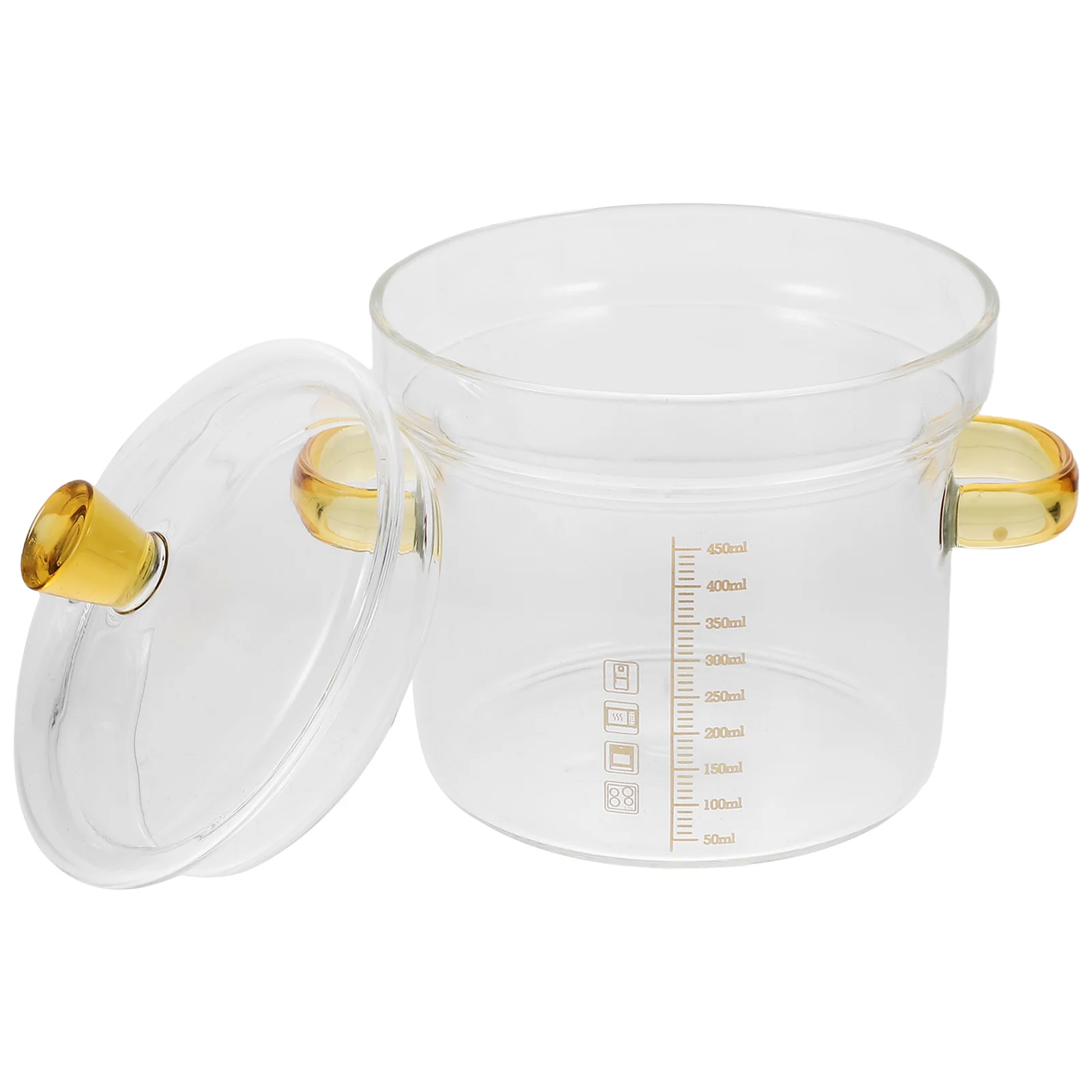 

Гладкая стеклянная миска для тушения, 450 мл с крышкой, термостойкий кухонный контейнер для приготовления на пару для лапши, хлопьев, миски для завтрака, домашнего использования