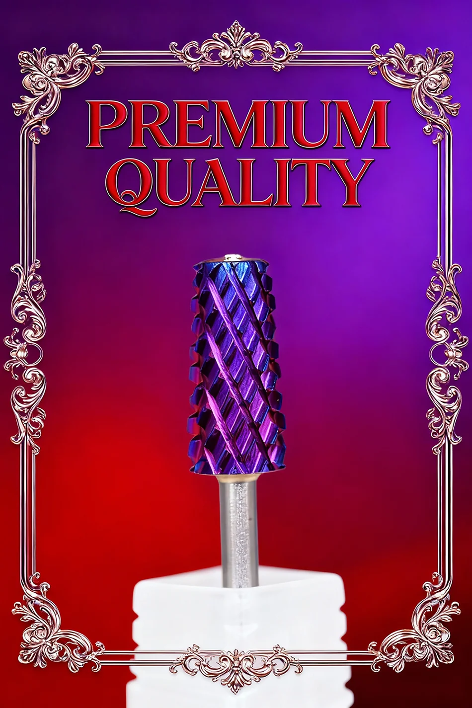 RolinStar-broca de corte cónico de acero de tungsteno para uñas, cortador de fresado de carburo, trapecio de cristal de diamante grande, púrpura,