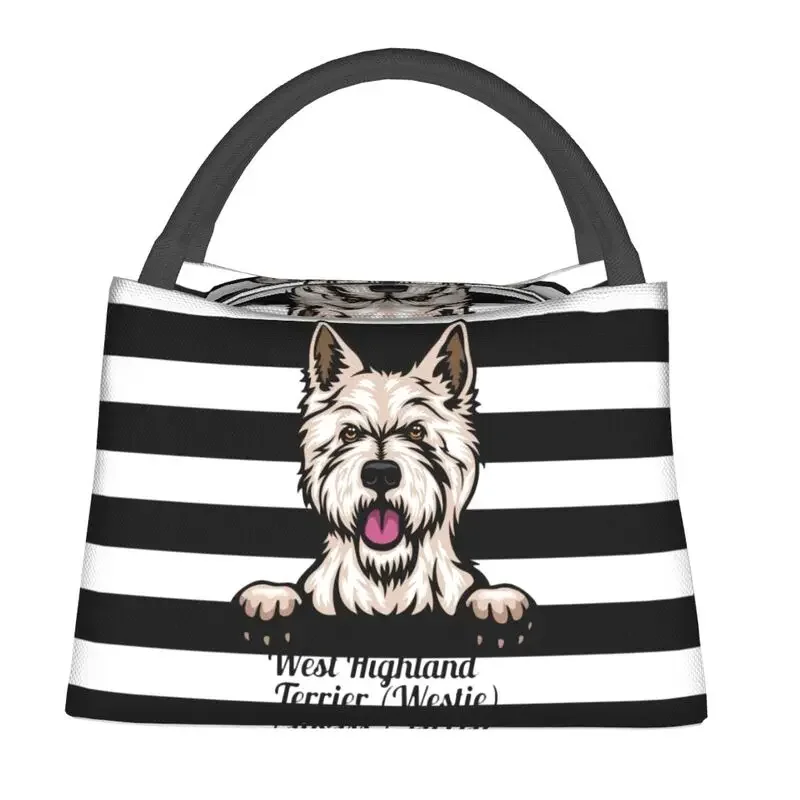 Aangepaste Gluren Hond West Highland White Terrier Lunchtas Thermisch Koeler Geïsoleerde Lunchboxen Voor Picknick Kamperen Werkreizen