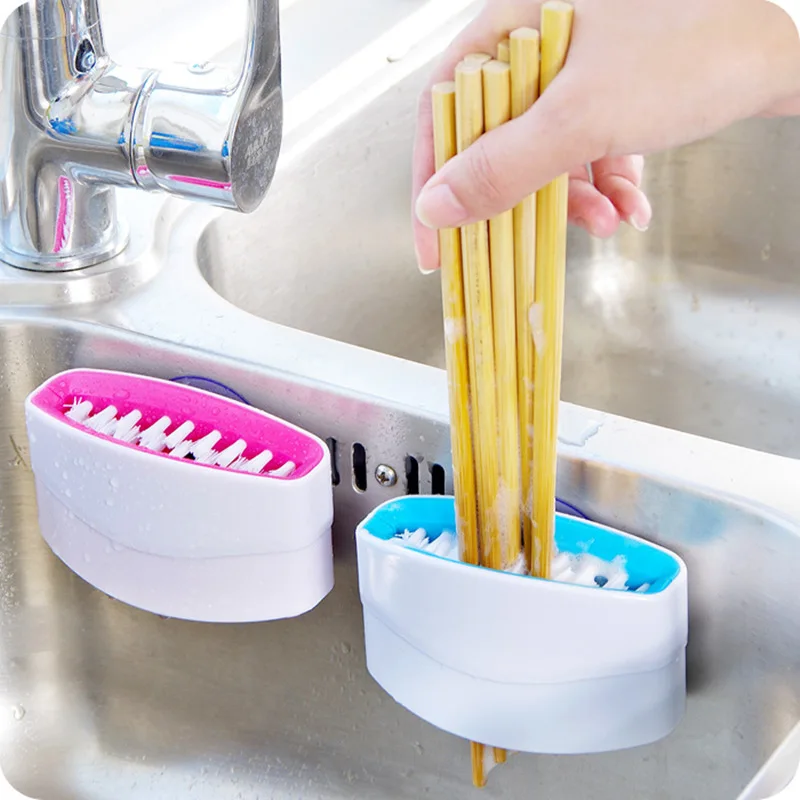 Suction cup knife brush creative knife and fork chopsticks melon and fruit cleaning brush kitchen detachable cleaning brush