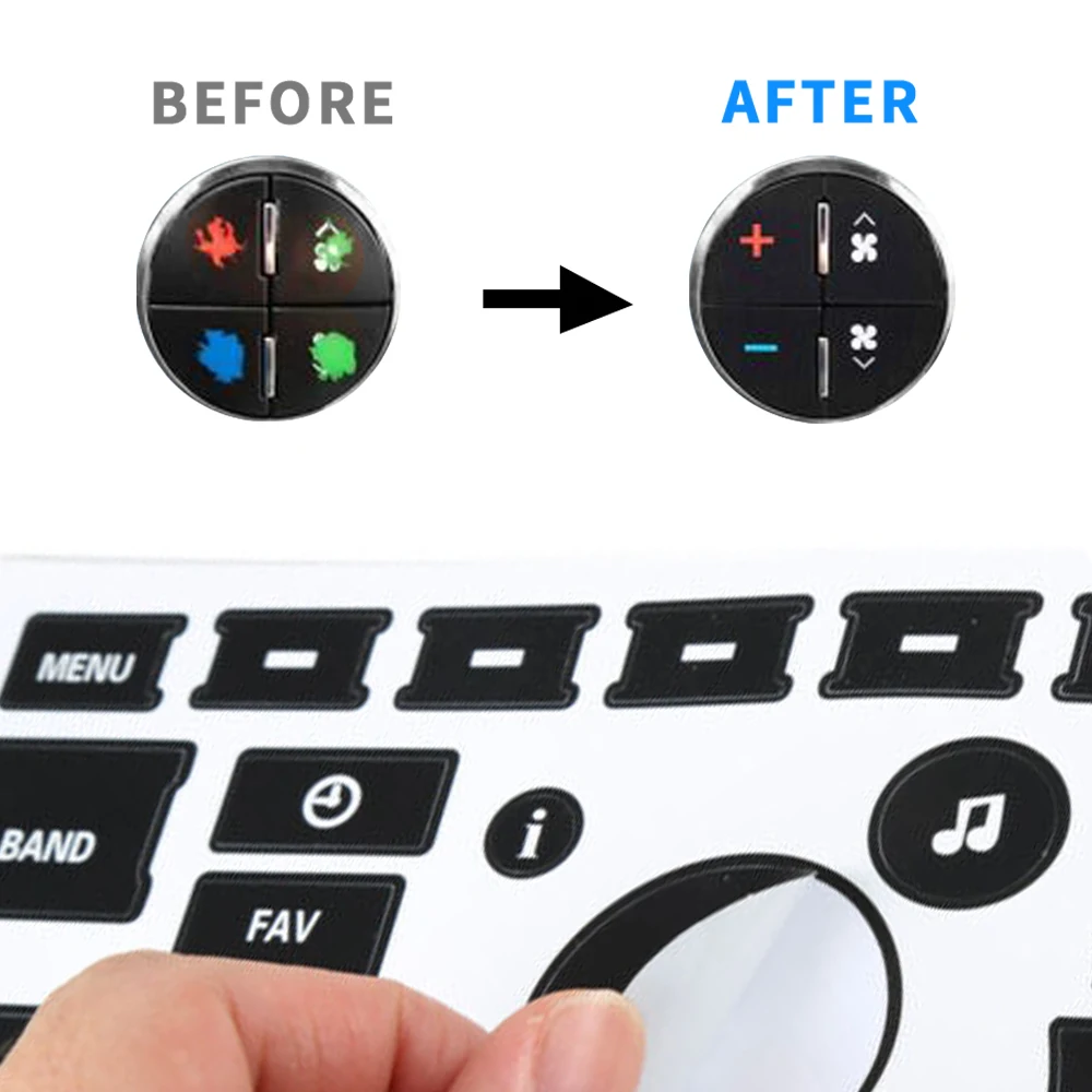 자동차 라디오 대시 보드 제어 버튼 수리 데칼 장식 스티커 A/C 버튼 스티커 GMC Chevrolet Accessor 용 인테리어 장식