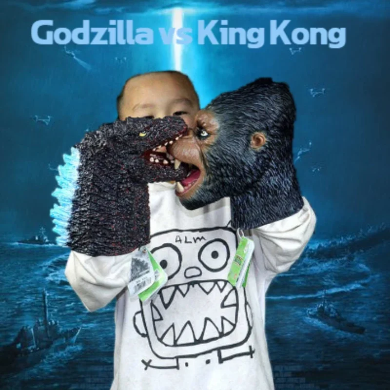 2024 Hot Godzilla vs King Kong Hand Puppets Soft Rubber Toys Realistic Puppet Godzilla Hand Puppet  Monsters Toy Children Gifts