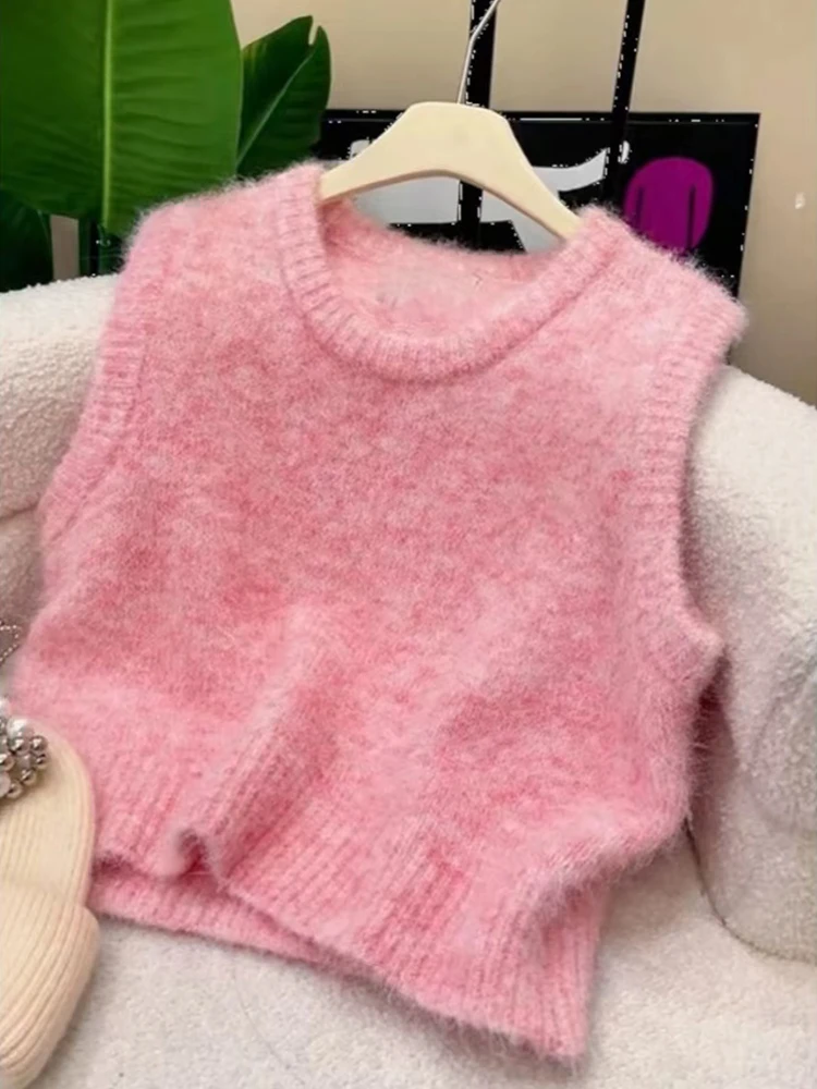 

Модный вязаный свитер Camere, круглый многослойный жилет с надписью, возрастная длина, чистый цвет, одежда для поездок на работу