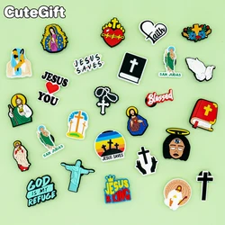 1/28pcs Religion Shoe Charms for Men Women Kids Jesus Blessed Pins Shoe Decorations Accessories Christian Believer Gift Ornament