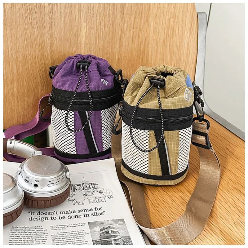 

Oxford Cloth Crossbody Small Backpack Outdoor Drawstring Bag Water Cup Bag Wear- Resistant Ultra-light Couple Mobile Phone Bag