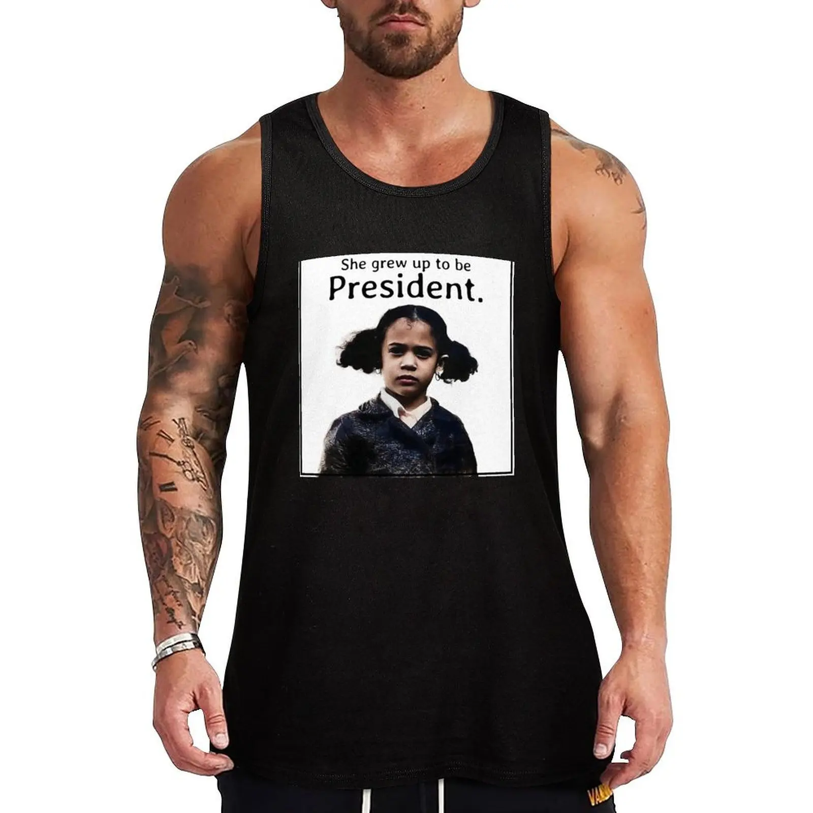 Kamala Harris as a Child She Grew up to be President Tank Top Muscle Fitness Tank Top Sleeveless Athletic Workout