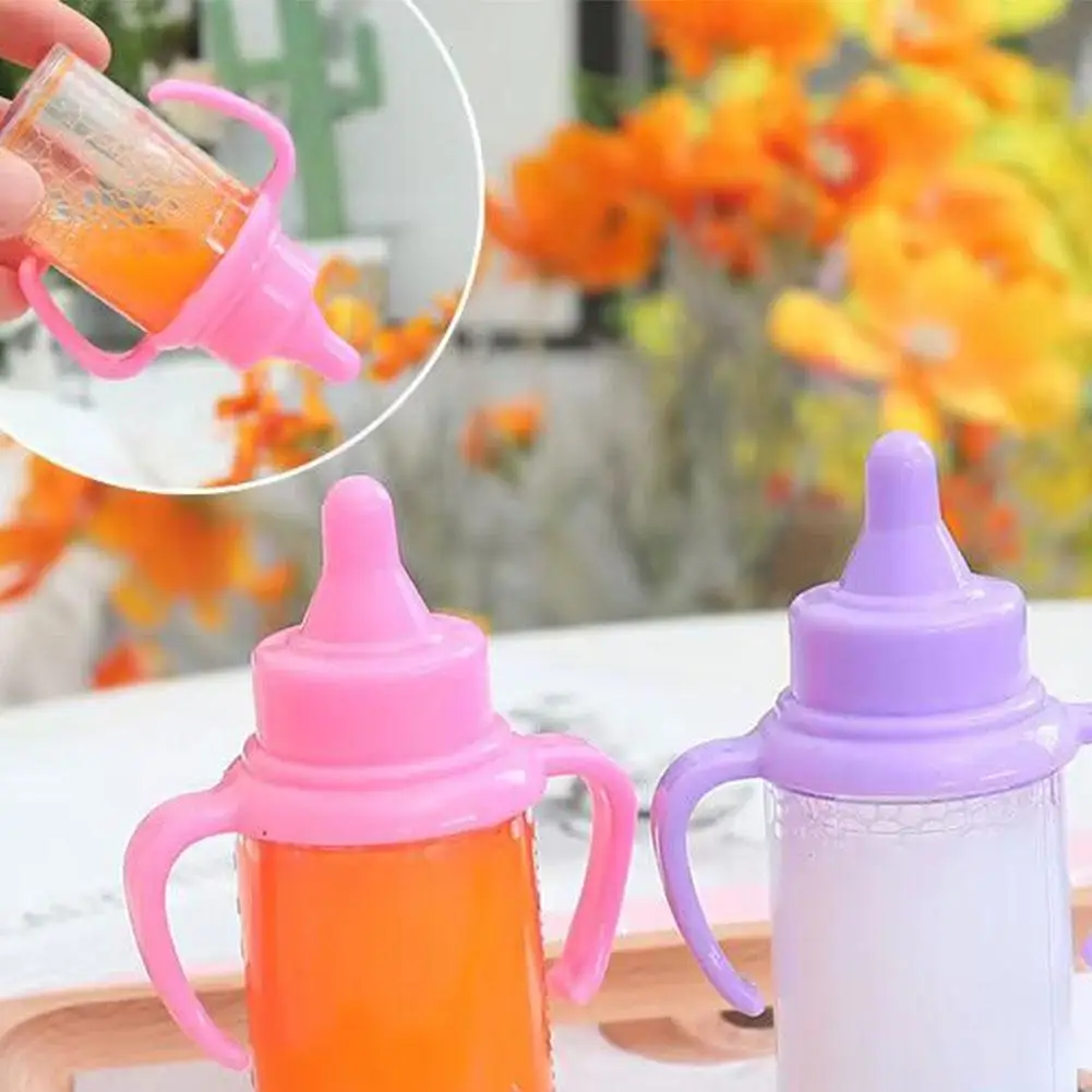 Doll Magic Milk Juice Bottles With Pacifier Bibs Fit Dolls Plastic Nipple Bottle Toys Doll Accesso