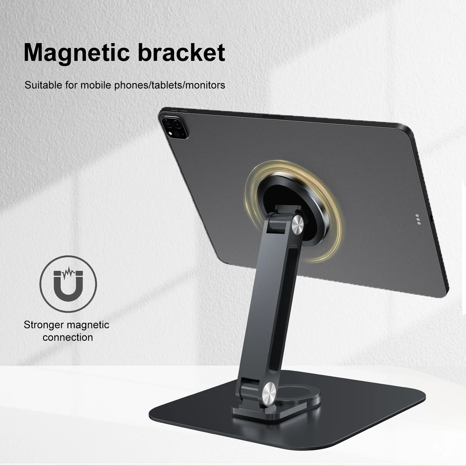 FORZOLA 3KG Magnetic Metal Stand for IPhone IPad Tablet 360° Rotatable Desk Holder 7-18.5 Inch Portable Monitor Foldable Bracket