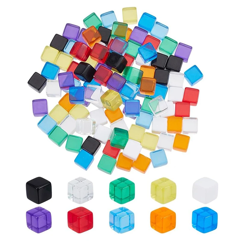 300/100PCS Clear Acrylic Square Cubes Blocks 10MM Math Games Kids Educational Sensory Training Toys Classroom Teaching Supplies